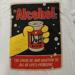 The Simpsons white distressed duff beer t shirt size small